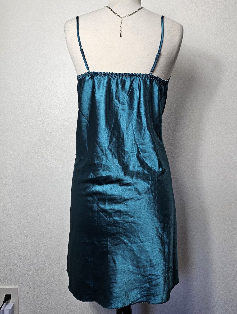Satin Teal Lace-Trim Nightgown & Robe Set - Picture 2 of 8